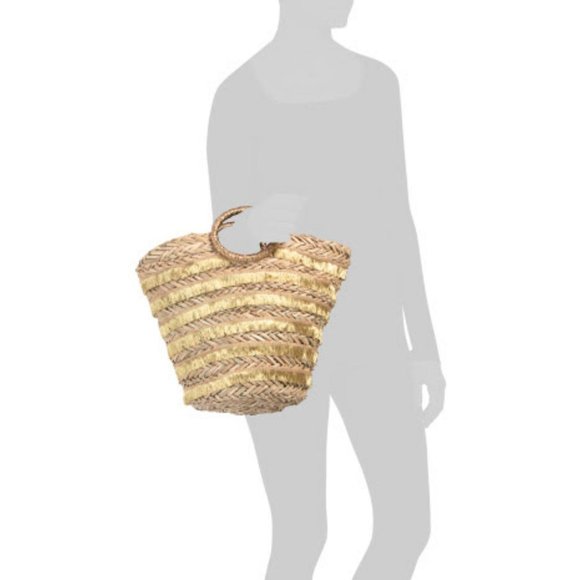 Handmade Seagrass Tote With Metallic Fringe - Picture 4 of 4